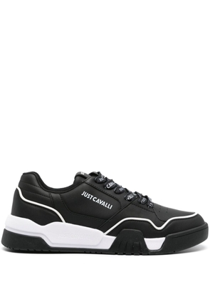 Just Cavalli logo-embossed leather sneakers - Black