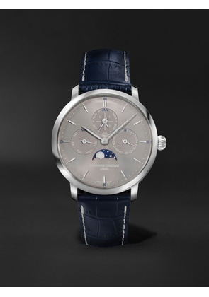 Frederique Constant - Slimline Automatic Perpetual Calendar Moon-Phase 42mm Stainless Steel and Leather Watch, Ref. No. FC-775G4S6 - Men - Silver