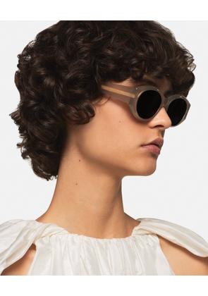 Stella McCartney - Falabella Oval Sunglasses, Woman, Translucent Pearl