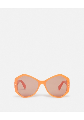 Stella McCartney - Falabella Pin Hexagon Sunglasses, Woman, Shiny Opaline Orange