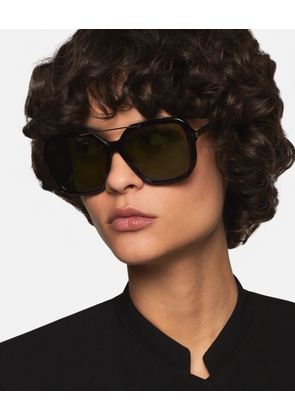 Stella McCartney - Oversized Square Metal Bar Sunglasses, Woman, Glossy Black