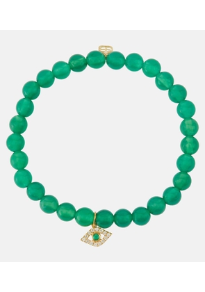 Sydney Evan Evil Eye 14kt gold and onyx bracelet with an emerald and diamonds