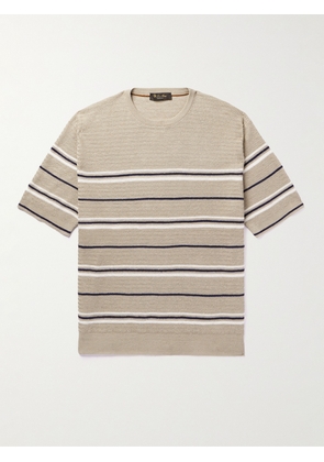 Loro Piana - Striped Herringbone Linen T-Shirt - Men - Neutrals - IT 46