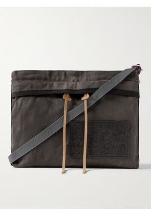 Acne Studios - Andemer Leather-Trimmed Appliquéd Coated-Canvas Messenger Bag - Men - Gray