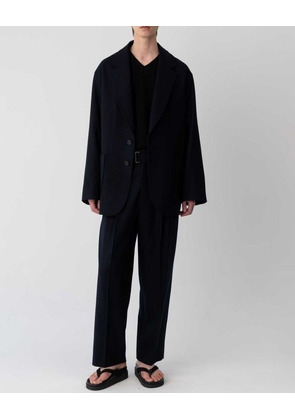 Wool Belted Trousers - Navy