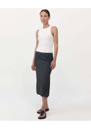Soft Silk Midi Skirt - Washed Black