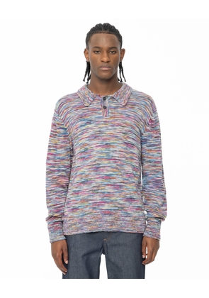 Moonscape Spacedye Long Sleeve Knit Polo - Red