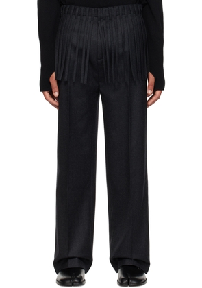 T/SEHNE Gray Fringed Trousers