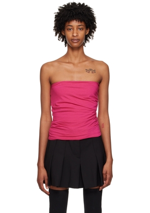 Helmut Lang SSENSE Exclusive Pink Ruched Tube Top