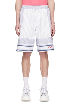 Alexander McQueen White & Blue Striped Shorts