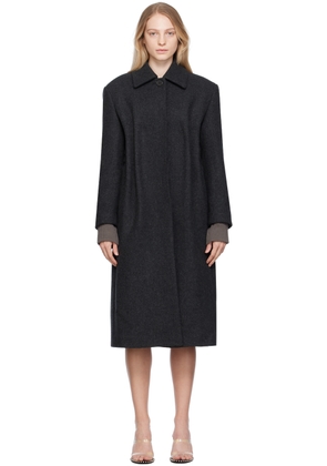 We11done Black Gathered Trench Coat