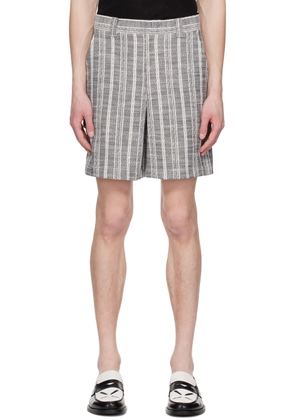System Off-White & Navy Stripe Shorts