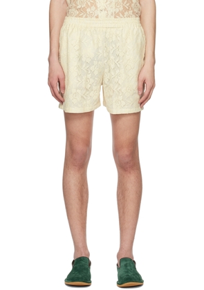 HARAGO Off-White Floral Shorts
