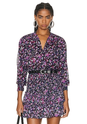 Isabel Marant Etoile Mexika Blouse in Midnight & Pink - Purple. Size 36 (also in 38).