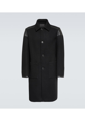 Prada Leather-trimmed wool-blend coat