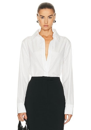 Norma Kamali Nk Shirt W/ Collar Stand in Snow White - White. Size S (also in L, M, XL, XS).