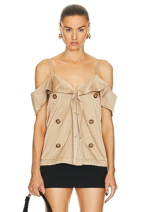 Burberry Draped Trench Top in Soft Fawn - Beige. Size 0 (also in 2, 4).