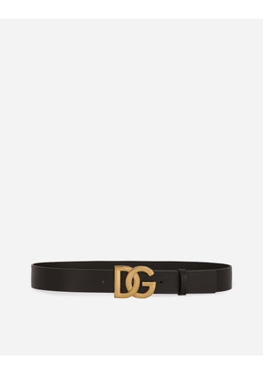 Dolce & Gabbana Lux Leather Belt With Crossover Dg Logo Buckle - Man Belts Multi-colored Leather 80