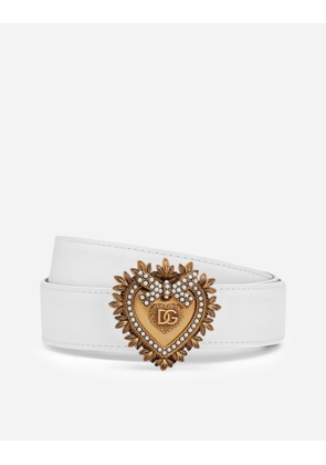 Dolce & Gabbana Leather Devotion Belt - Woman Belts White Leather 80