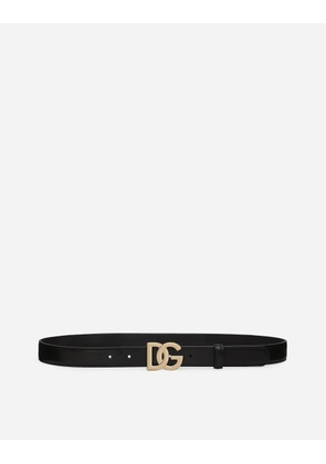 Dolce & Gabbana Calfskin Belt With Dg Logo - Woman Belts Black Leather 75
