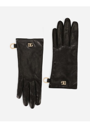 Dolce & Gabbana Nappa Leather Gloves With Dg Logo - Woman Hats And Gloves Black 7