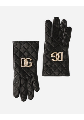 Dolce & Gabbana Quilted Nappa Leather Gloves With Dg Logo - Woman Hats And Gloves Multicolor 7