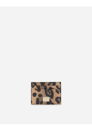 Dolce & Gabbana Leopard-print Crespo Card Holder With Branded Plate - Woman Wallets And Small Leather Goods Multicolor Onesize
