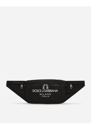 Dolce & Gabbana Nylon Belt Bag With Rubberized Logo - Man Backpacks And Fanny Packs Black Nylon Onesize
