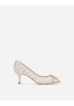 Dolce & Gabbana Pump In Taormina Lace With Crystals - Woman Pumps And Slingback Gray Lace 38.5