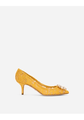 Dolce & Gabbana Lace Rainbow Pumps With Brooch Detailing - Woman Pumps And Slingback Yellow Lace 39