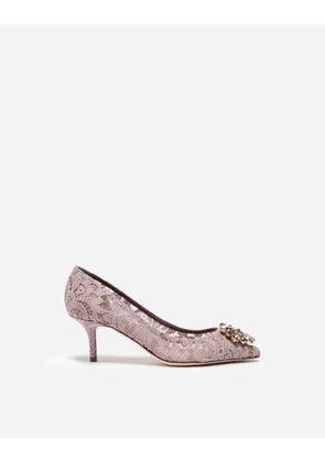 Dolce & Gabbana Lace Rainbow Pumps With Brooch Detailing - Woman Pumps And Slingback Blush Lace 35.5
