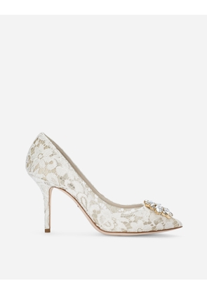 Dolce & Gabbana Pump In Taormina Lace With Crystals - Woman Pumps And Slingback Gray Lace 40