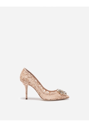 Dolce & Gabbana Lace Rainbow Pumps With Brooch Detailing - Woman Pumps And Slingback Pink Lace 42