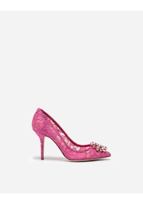Dolce & Gabbana Pump In Taormina Lace With Crystals - Woman Pumps And Slingback Fuchsia Lace 37