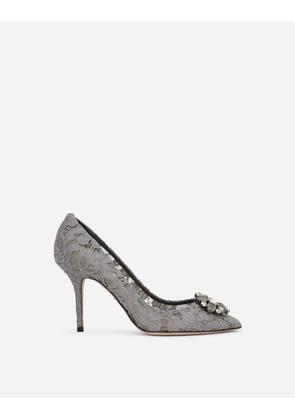 Dolce & Gabbana Pump In Taormina Lace With Crystals - Woman Pumps And Slingback Gray Lace 40.5