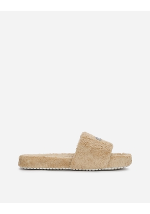 Dolce & Gabbana Terrycloth Sliders With Logo Tag - Man Sandals And Slides Beige 45