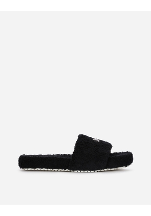 Dolce & Gabbana Terrycloth Sliders With Logo Tag - Man Sandals And Slides Black 44
