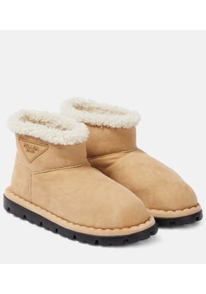 Prada Logo shearling-lined ankle boots