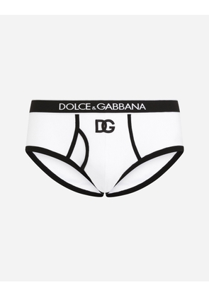 Dolce & Gabbana Fine-rib Cotton Brando Briefs With Dg Patch - Man Underwear And Loungewear Black Cotton 4