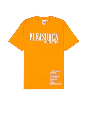 Puma Select X Pleasures Typo Tee in Orange - Tangerine. Size M (also in S, XL/1X).