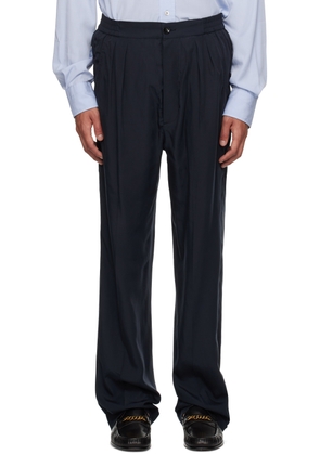 TOM FORD Navy Pleated Trousers