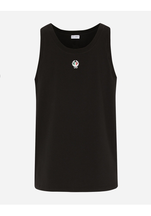 Dolce & Gabbana Two-way Stretch Cotton Singlet With Patch - Man Underwear And Loungewear Black 4
