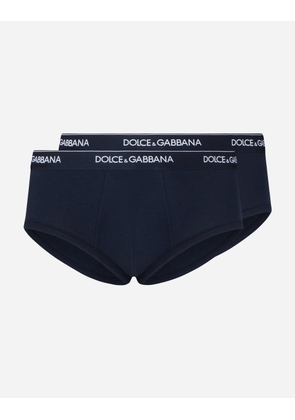 Dolce & Gabbana Stretch Cotton Brando Briefs Two-pack - Man Underwear And Loungewear Blue 5