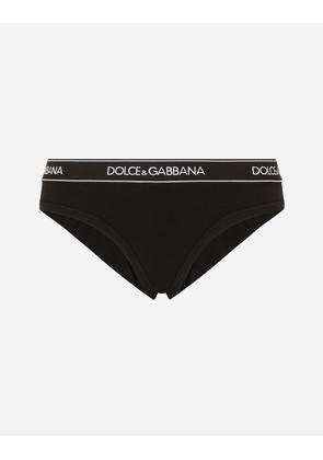 Dolce & Gabbana Jersey Brazilian Briefs With Branded Elastic - Woman Underwear Black 5