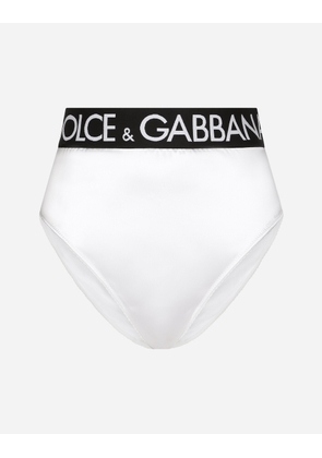 Dolce & Gabbana High-waisted Satin Briefs With Branded Elastic - Woman Underwear White Satin 1