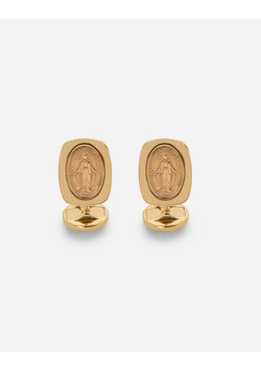 Dolce & Gabbana Devotion Yellow Gold Cufflinks With A Red Gold Virgin Mary Medallion - Man Cufflinks Yellow/red Onesize