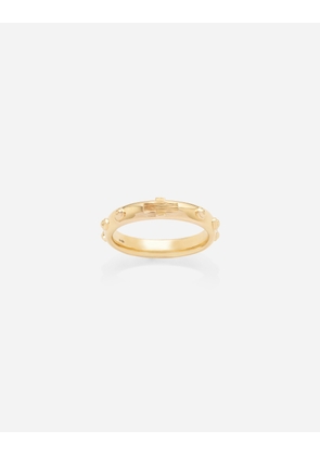 Dolce & Gabbana Love Yellow Gold Rossary Band With Studs And Brushed Cross - Man Rings Gold 64