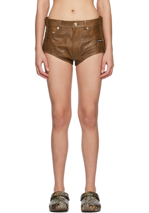VTMNTS Brown Five-Pocket Leather Shorts