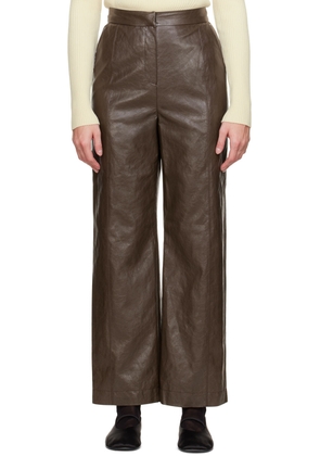 LVIR Brown Grained Faux-Leather Pants