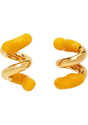 SUNNEI Gold & Orange Rubberized Fusillo Earrings